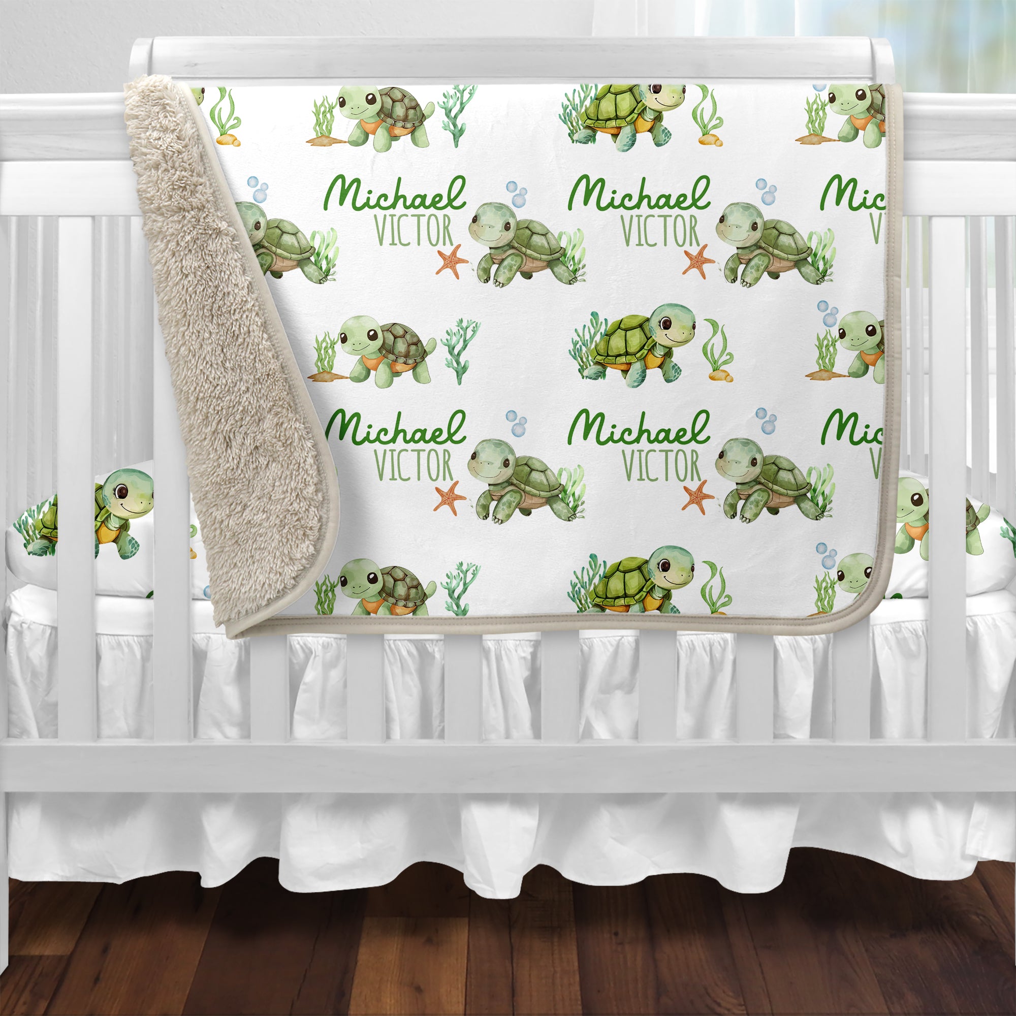 Sea Turtle Personalized Sherpa Blanket