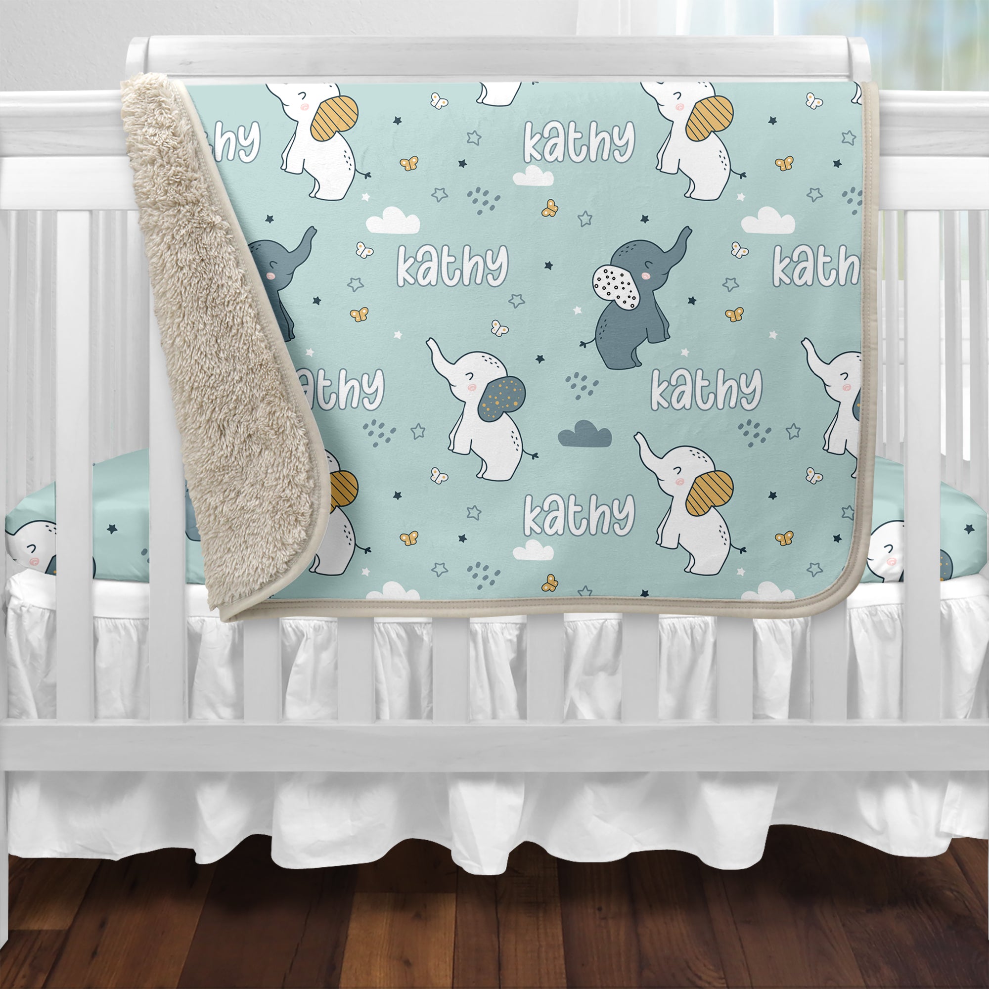 Elephant Personalized Sherpa Blanket