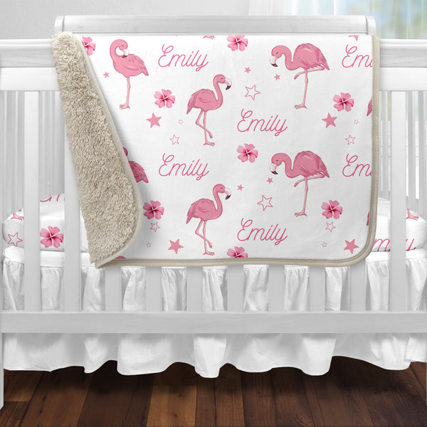 Flamingo Personalized Sherpa Blanket