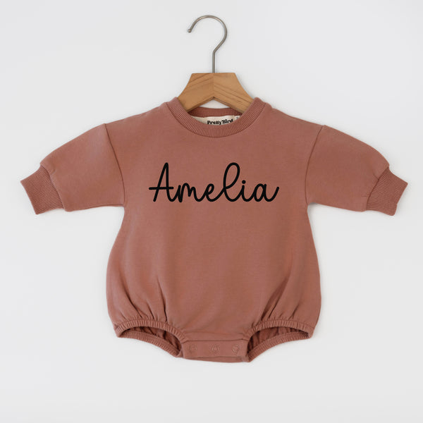 Custom Name Sweatshirt Romper - Personalized Bubble Romper