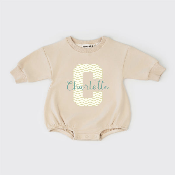 Personalized Neutral Baby Romper Custom Name, Baby Name Announcement