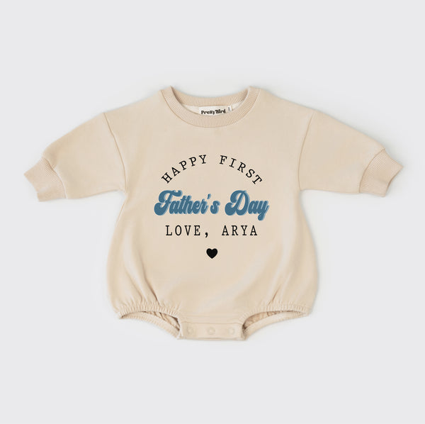 Happy First Father’s Day Baby Romper, Personalized First Father’s Day Bubble Romper Bodysuit