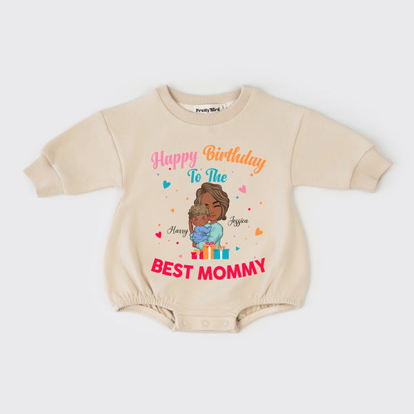 Personalized Happy Birthday To The Best Mommy Baby Romper, Custom Baby Romper