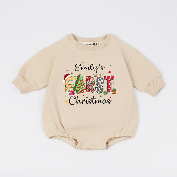 Personalized First Christmas Baby Romper