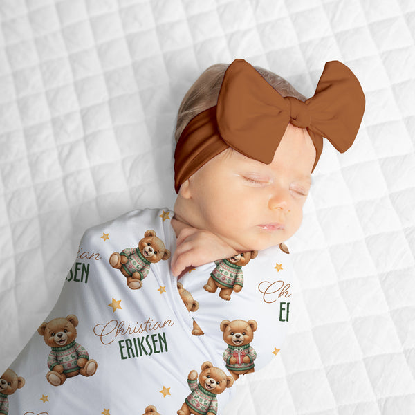 Cozy Bear Personalized Swaddle Blanket
