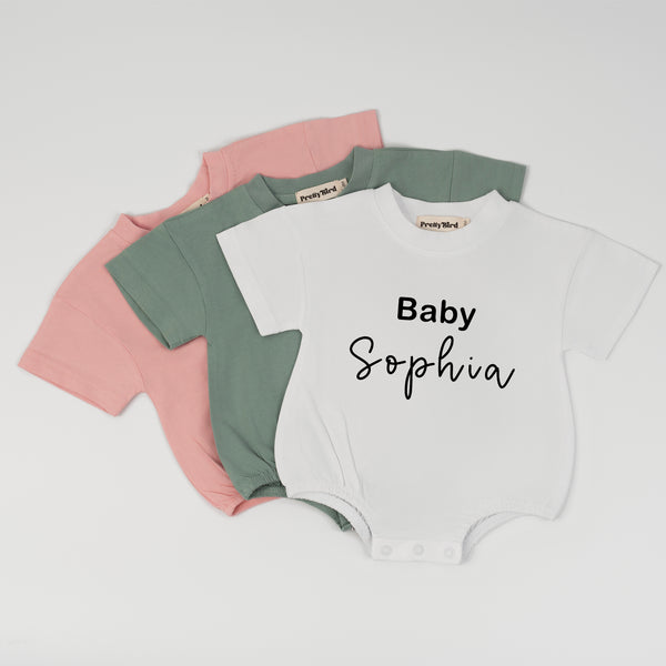 Personalized Baby Name Tee Romper