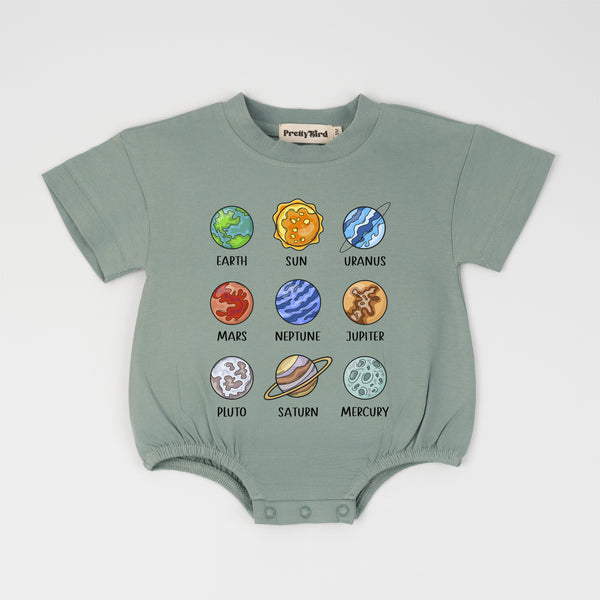 Solar System Baby Romper - Cute Abstract Planets Names Romper