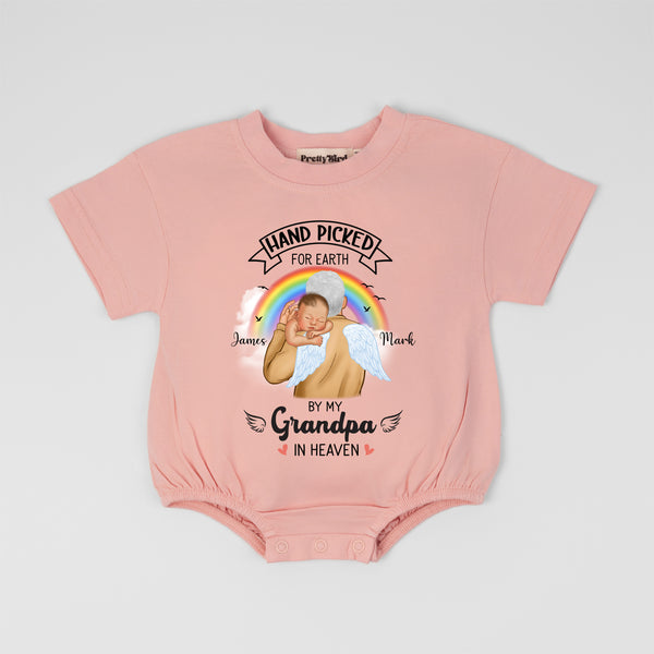 Hand Picked For Earth By My Grandma In Heaven Romper, Natural Handpicked By My Grandpa Baby Shirt