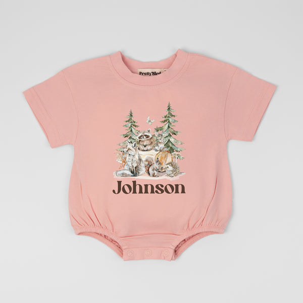 Personalized Woodland Animals Baby Tee Romper