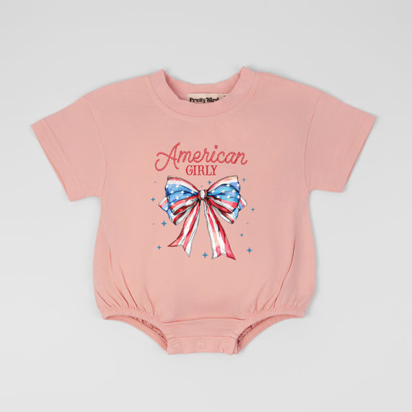 Coquette Bow Bubble Romper - America Girl Romper 4th of July