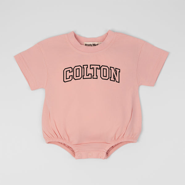 Custom Name Baby Short Sleeve Romper Bodysuit, Personalized Bubble Romper