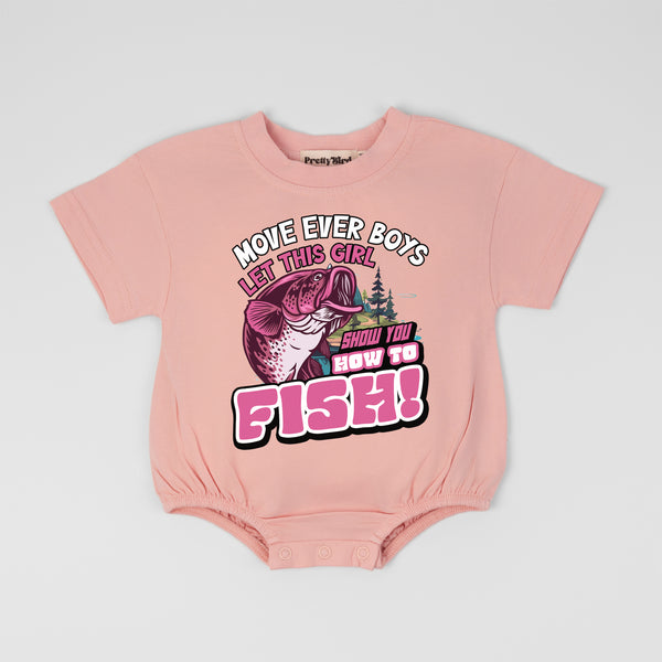 Move Over Boys Let This Girl Show You How To Fish Romper, Funny Fishing Romper