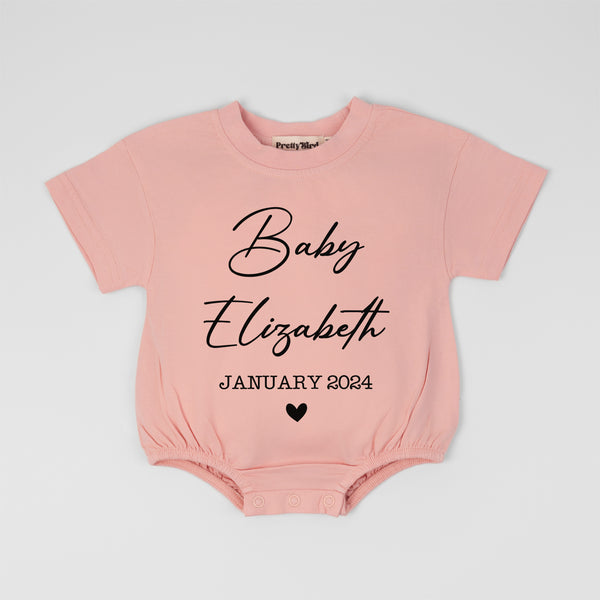 Custom Announcement Baby Romper, Personalized Romper Bodysuit