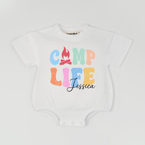 Personalized Name Camp Life Romper, Camping Baby Outfit