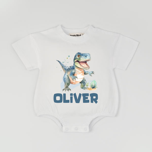 Dinosaur Baby Tee Romper - Personalized Name Baby Infant Shirt