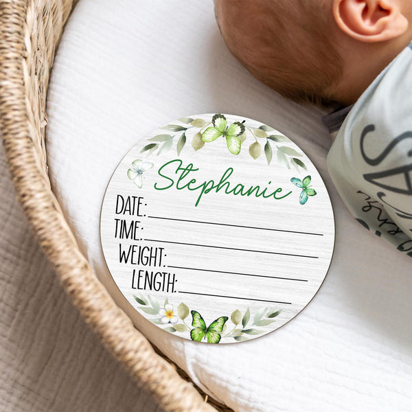 Green Butterfly Personalized Wood Sign