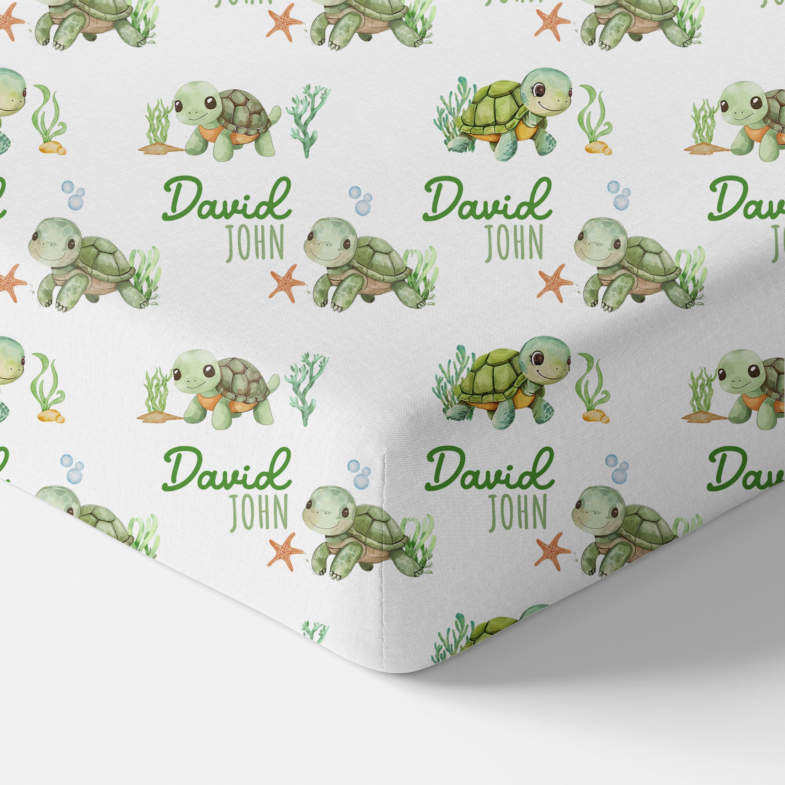 Sea Turtle Personalized Crib Sheet