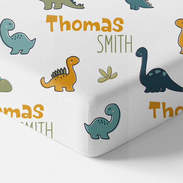 Boy Dinosaur Personalized Crib Sheet