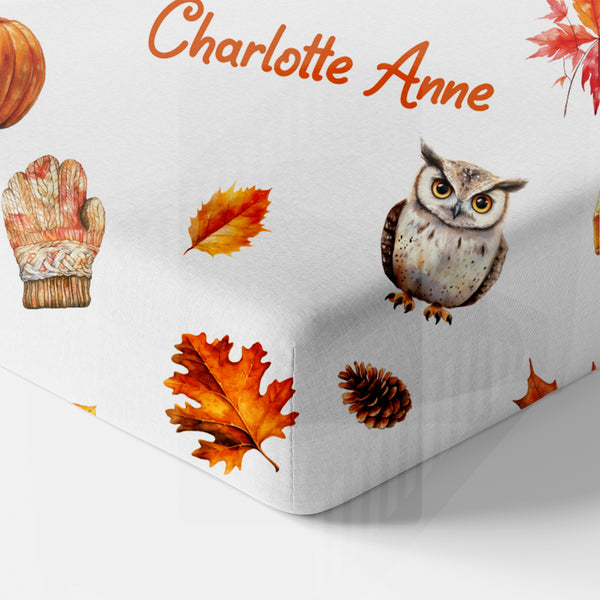 Fall Cottage Personalized Crib Sheet