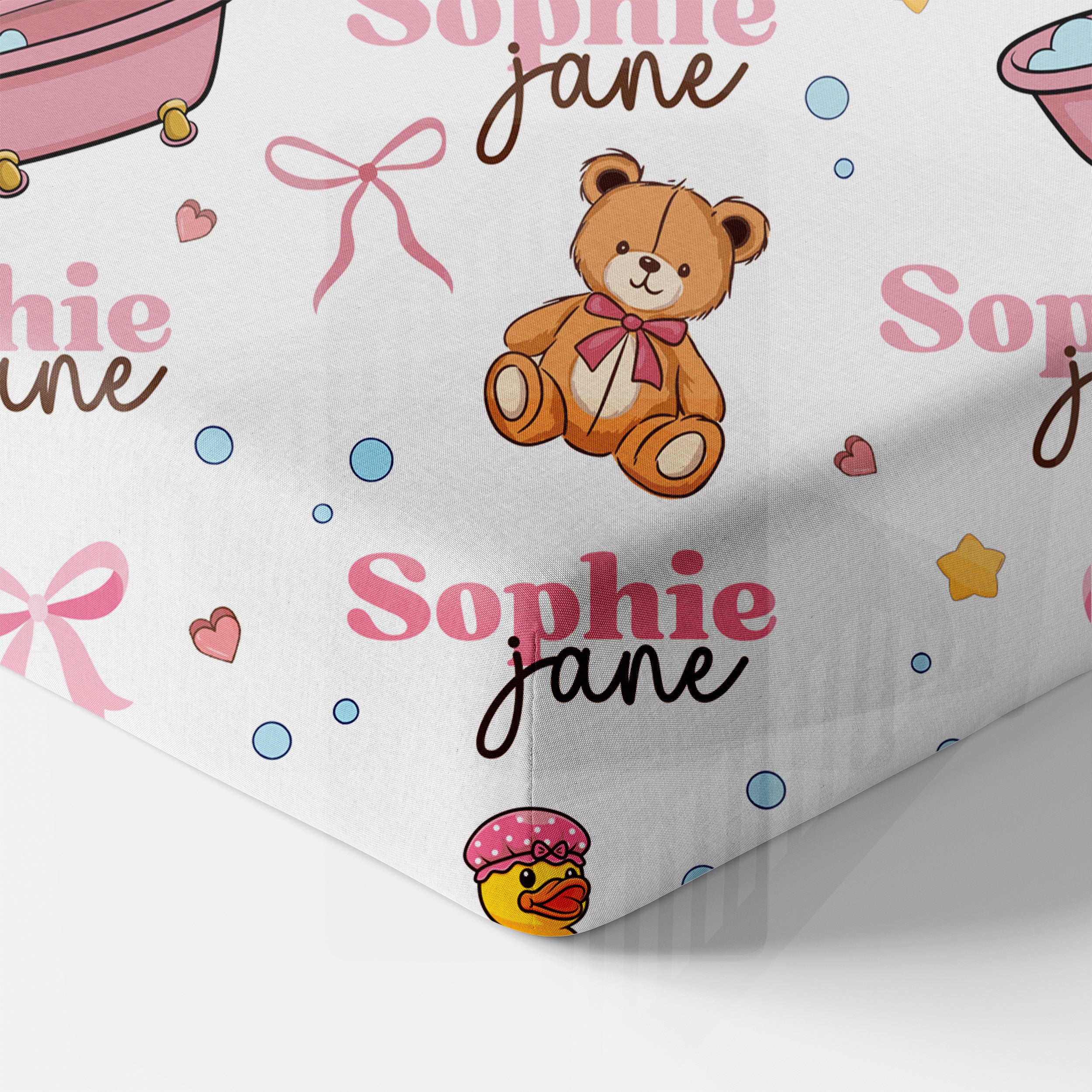 Bathtime Besties Personalized Crib Sheet