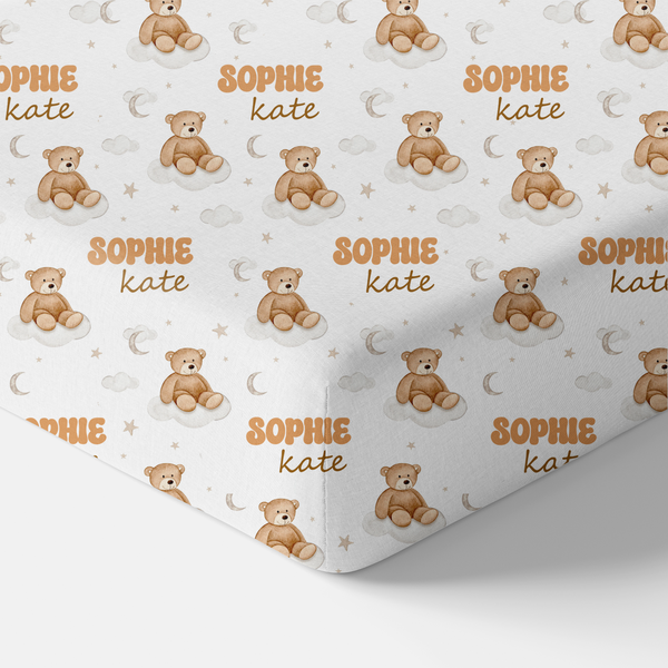 Teddy Bear Personalized Crib Sheet