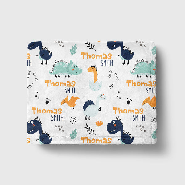 Cute Dinosaurs Personalized Minky Blanket