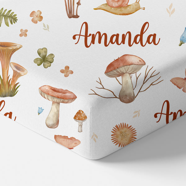 Mushroom Personalized Crib Sheet