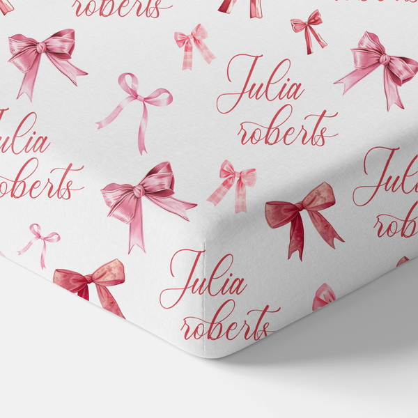 Coquette Bow Personalized Crib Sheet