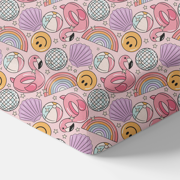 Flamingo Pool Float Crib Sheet