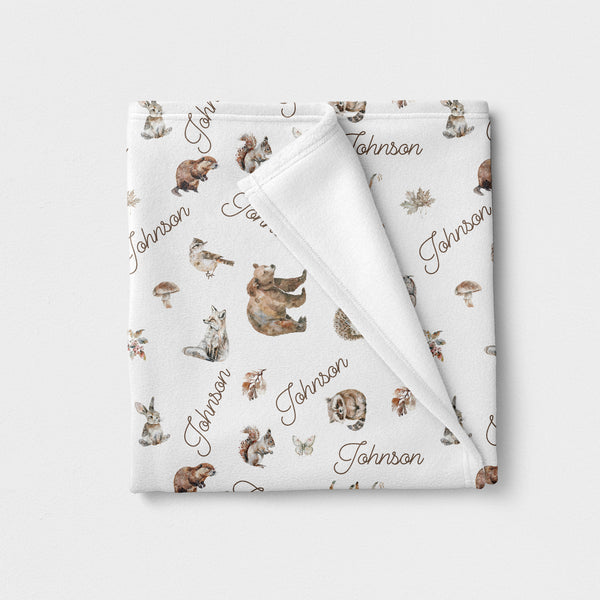 Woodland Animals Personalized Minky Blanket