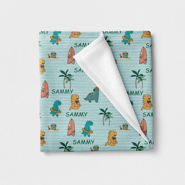 Dinosaurs Summer Personalized Minky Blanket