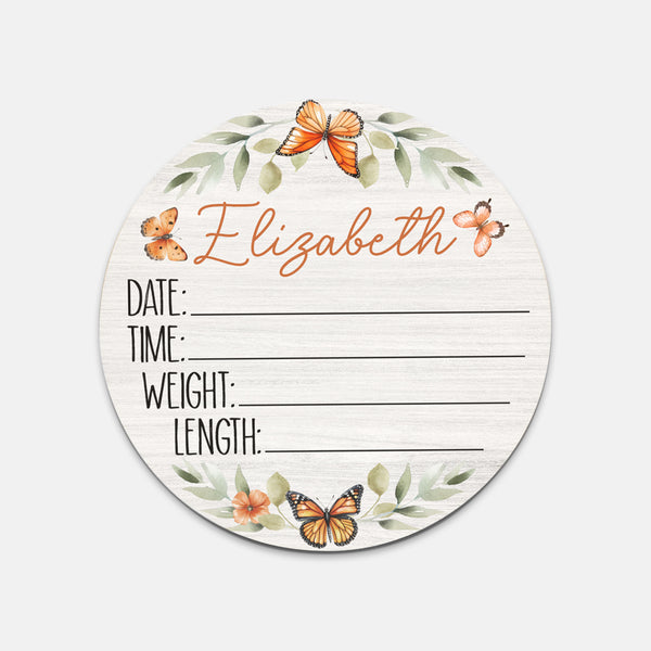 Orange Butterfly Personalized Wood Sign