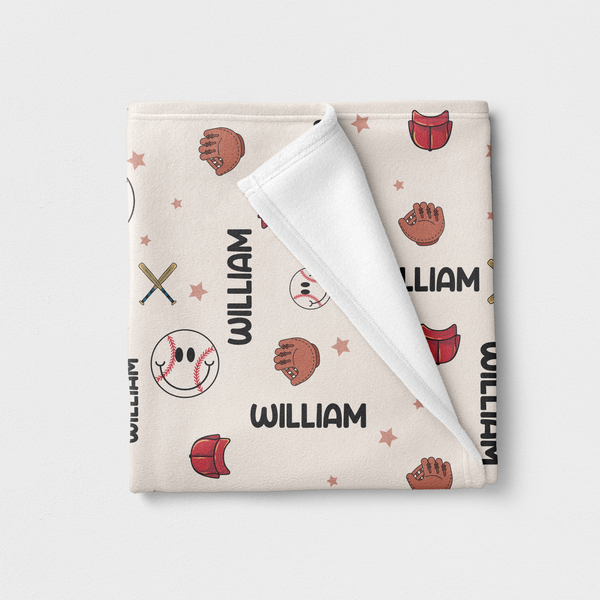 Baseball Personalized Minky Blanket