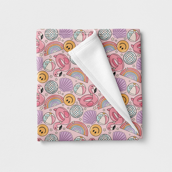 Flamingo Pool Float Minky Blanket