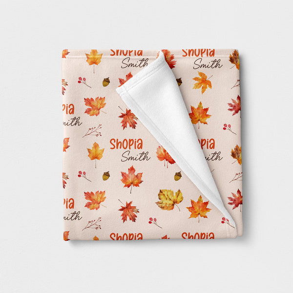 Autumn Leaves Personalized Minky Blanket