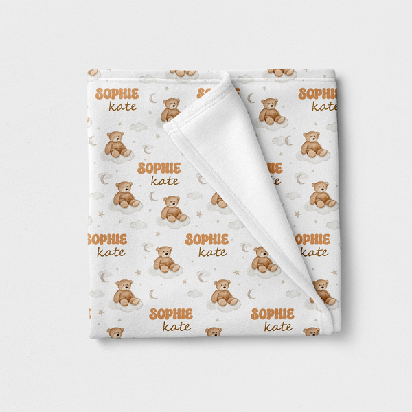 Teddy Bear Personalized Minky Blanket