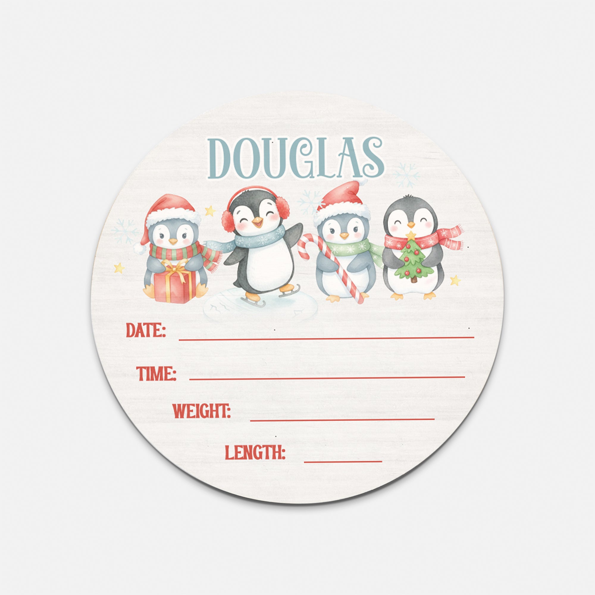 Snow Penguin Personalized Wood Sign