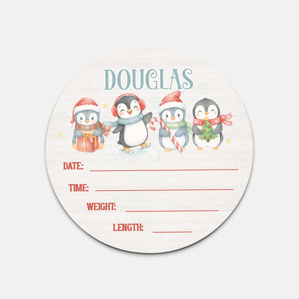 Snow Penguin Personalized Wood Sign
