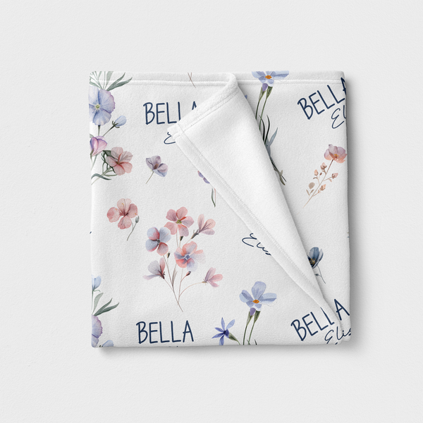 Pretty Wildflower Floral Personalized Minky Blanket