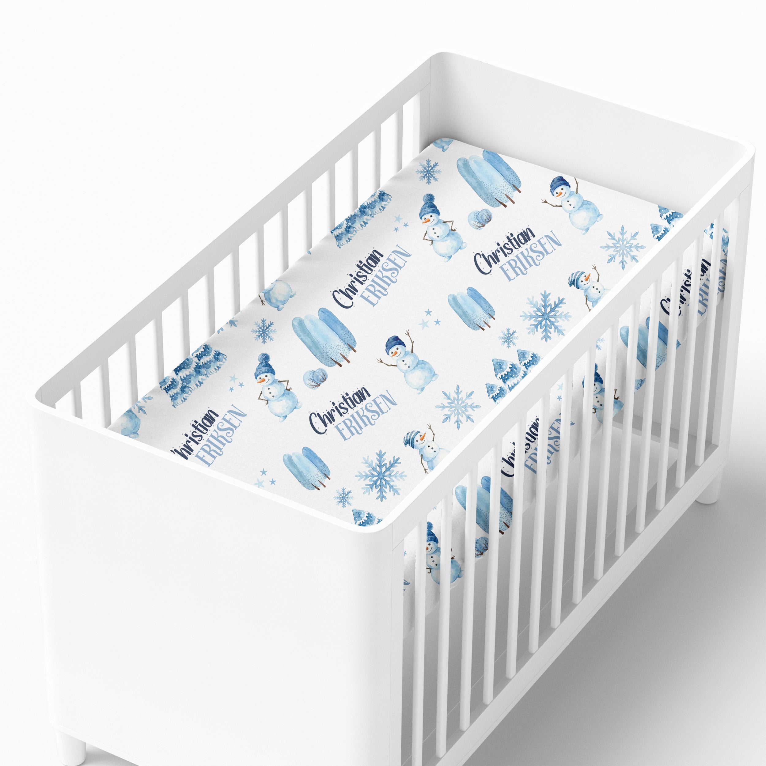 Snowman Personalized Crib Sheet