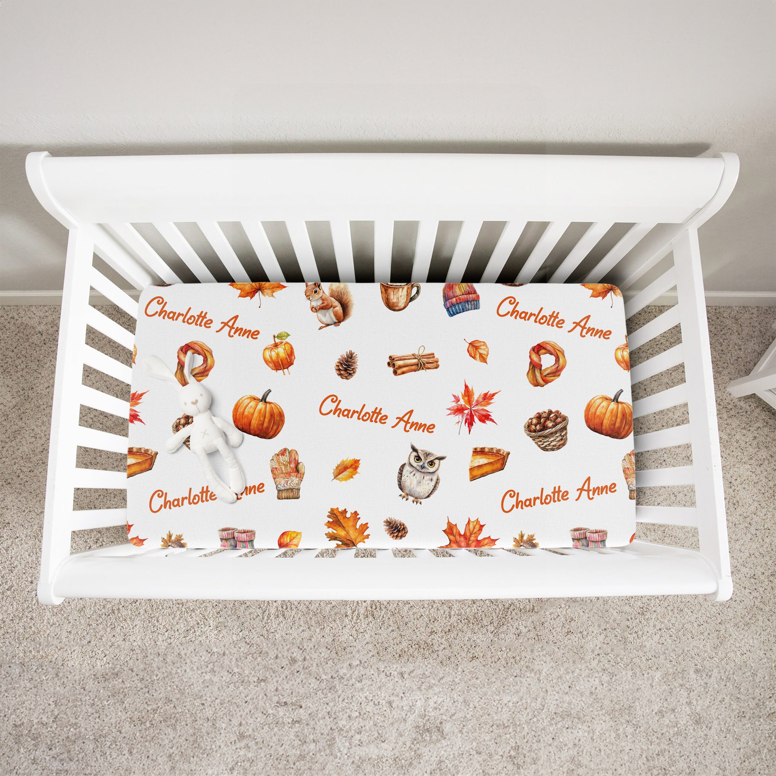 Fall Cottage Personalized Crib Sheet