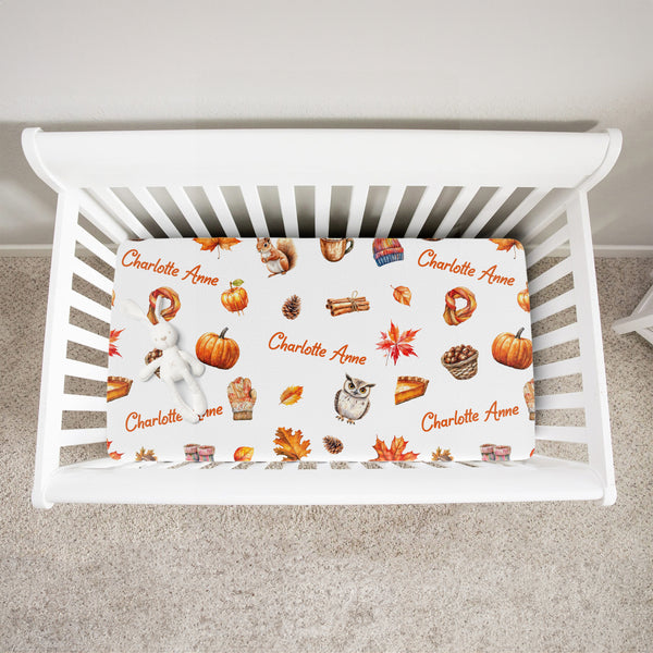 Fall Cottage Personalized Crib Sheet