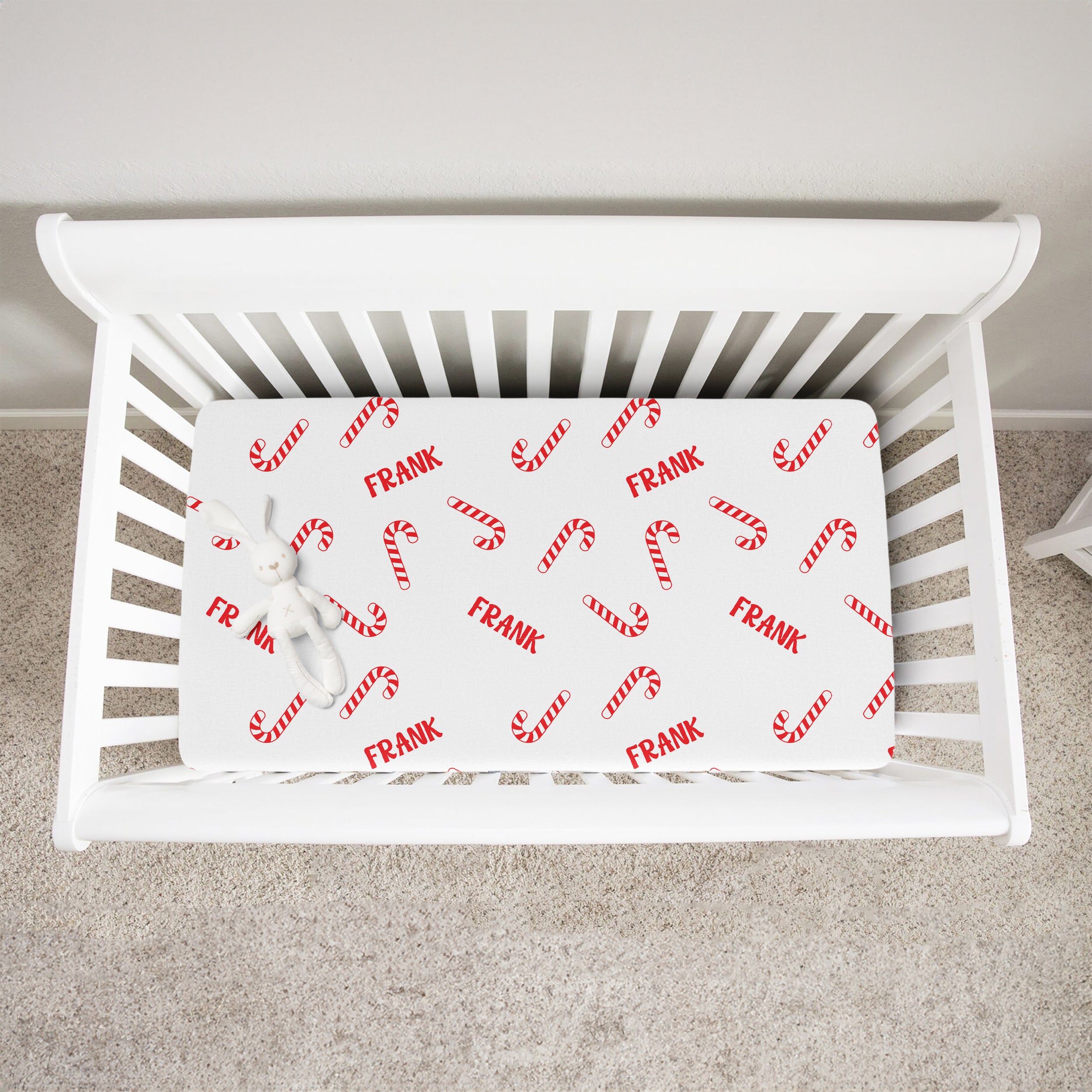 Candy Cane Personalized Crib Sheet