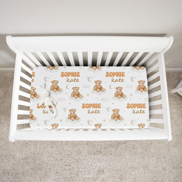 Teddy Bear Personalized Crib Sheet