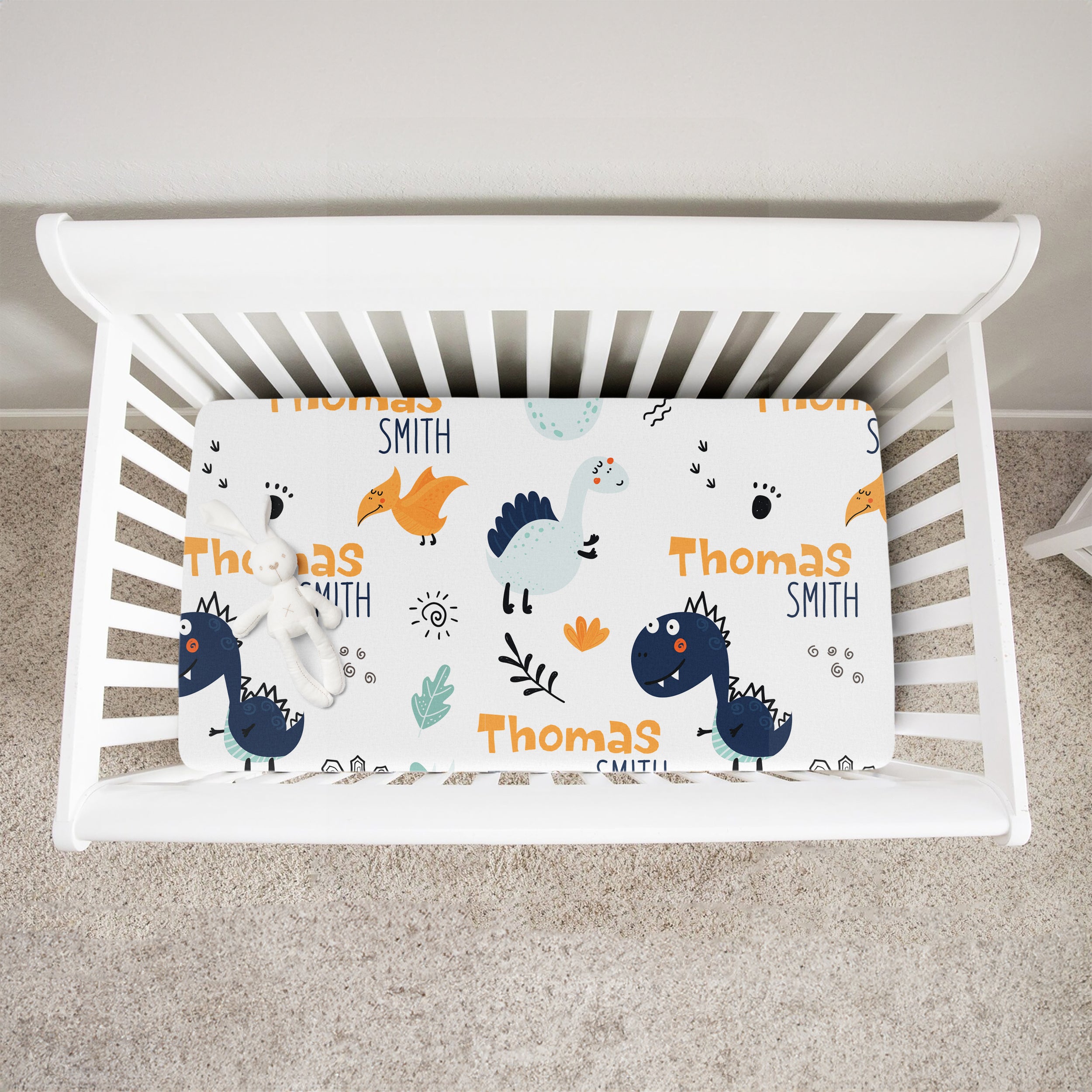 Cute Dinosaur Personalized Crib Sheet