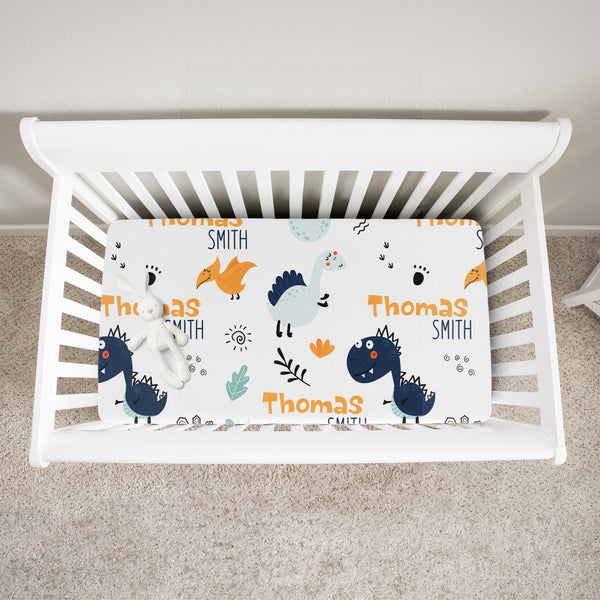 Cute Dinosaur Personalized Crib Sheet