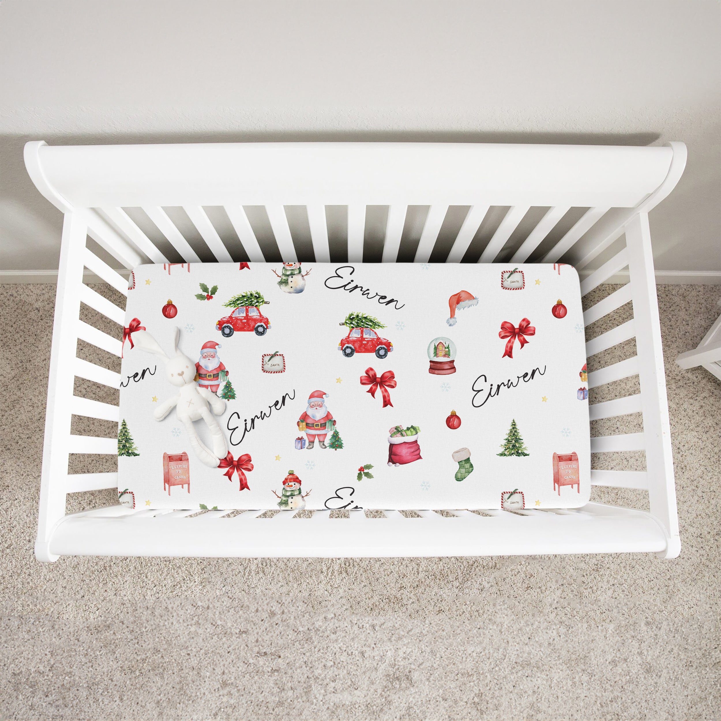 Christmas Day Personalized Crib Sheet
