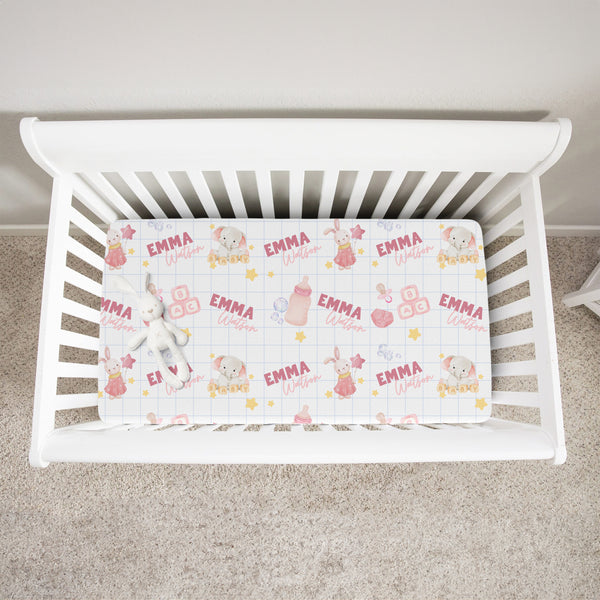 Pink Milk Drunk Personalized Crib Sheet