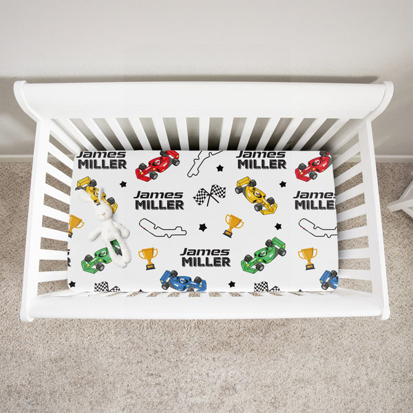 Pit Crew Personalized Crib Sheet