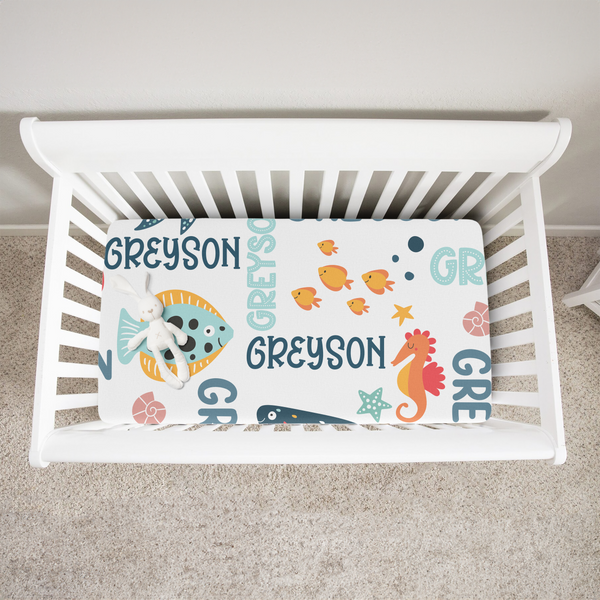 Ocean Animals Personalized Crib Sheet